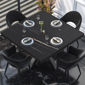 BRASILE | Piano tavolo Bistro | B:T 140 x 140 cm | Marmo Nero | Quadrato