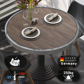 BRASIL | Gastro table top | Ø 50 cm | Light wenge | Chrome edge | Round