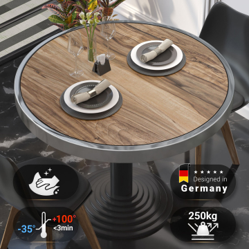 BRASIL | Gastro table top | Ø 50 cm | Sheesham | Chrome edge | Round