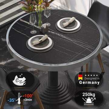 BRASIL | Gastro table top | Ø 50 cm | Black marble | Chrome edge | Round