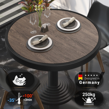 BRASIL | Gastro bordplate | Ø 70 cm | Lett Wenge | Svart metallkant | Rundt