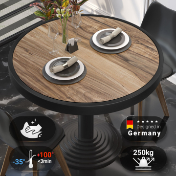BRASIL | Gastro bordplate | Ø 70 cm | Sheesham | Svart metallkant | Rundt