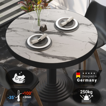 BRASIL | Gastro bordplate | Ø 60 cm | Hvit marmor | Rundt