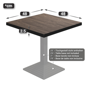 BRASIL | Gastro table top | W:D 50 x 50 cm | Light Wenge | Square