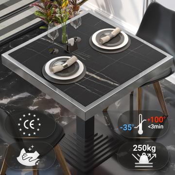 BRASIL | Piani tavolo Ristorante | L:P 60 x 60 cm | Marmo nero | Cerchio cromato