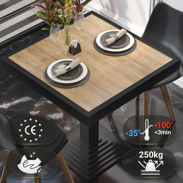 BRASIL | Piani tavolo Ristorante | L:P 60 x 60 cm | Quercia | Cerchio in metallo nero