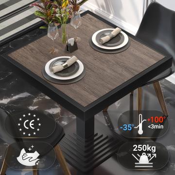 BRASIL | Piani tavolo Ristorante | L:P 60 x 60 cm | Wengé chiaro | Cerchio in metallo nero