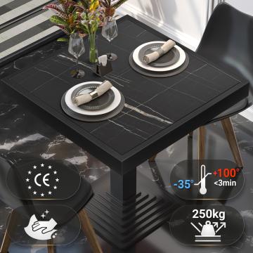 BRASIL | Piani tavolo Ristorante | L:P 60 x 60 cm | Marmo nero | Cerchio in metallo nero