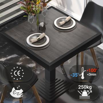 BRASIL | Piani tavolo Ristorante | L:P 60 x 60 cm | Wengé | Cerchio in metallo nero