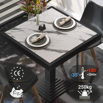 BRASIL | Piani tavolo Ristorante | L:P 60 x 60 cm | Marmo bianco | Cerchio in metallo nero