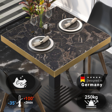 Brazil | Gastro HPL tabletop | Dimensions: 60 x 60 cm | Coffee marble | Golden edge | Square