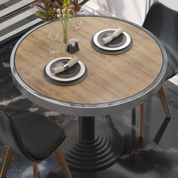 BRASIL | Piani tavolo Ristorante | Ø50cm | Quercia | Cerchio cromato