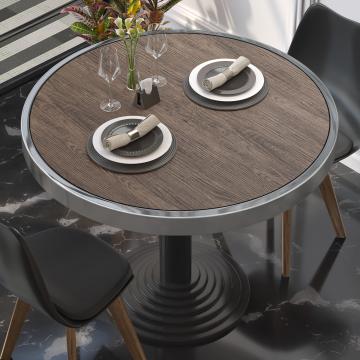 BRASIL | Piani tavolo Ristorante | Ø50cm | Wengé chiaro | Cerchio cromato