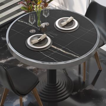 BRASIL | Piani tavolo Ristorante | Ø50cm | Marmo nero | Cerchio cromato