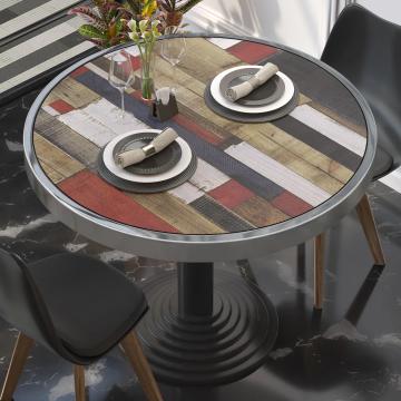 BRASIL | Piani tavolo Ristorante | Ø50cm | Colorazione vintage | Cerchio cromato
