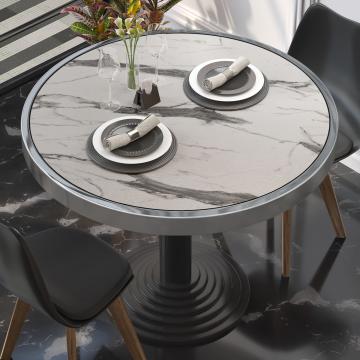 BRASIL | Piani tavolo Ristorante | Ø50cm | Marmo bianco | Cerchio cromato