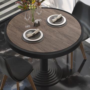 BRASIL | Piani tavolo Ristorante | Ø50cm | Wengé chiaro | Cerchio in metallo nero