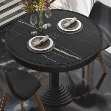 BRASIL | Piani tavolo Ristorante | Ø50cm | Marmo nero | Cerchio in metallo nero