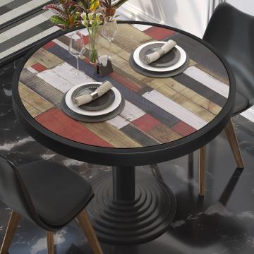 BRASIL | Piani tavolo Ristorante | Ø50cm | Colorazione vintage | Cerchio in metallo nero