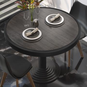 BRASIL | Piani tavolo Ristorante | Ø50cm | Wengé | Cerchio in metallo nero