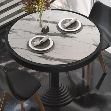 BRASIL | Piani tavolo Ristorante | Ø50cm | Marmo bianco | Cerchio in metallo nero