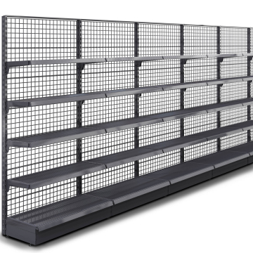 BROOKLYN | Etagère murale grillagée | L2000xH225cm | 4 étagères incluses | Kit complet