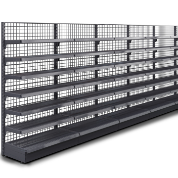 BROOKLYN | Etagère murale grillagée | L2400xH195cm | 6 étagères incluses | Kit complet