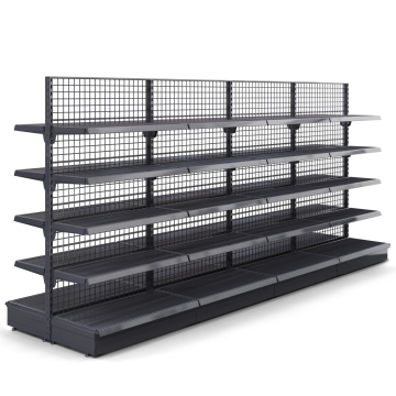 BROOKLYN | Étagère centrale grillagée | L400xH195cm | 4 étagères incluses | Kit complet