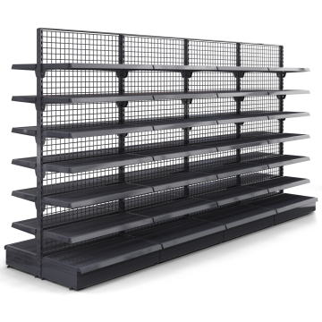 BROOKLYN | Étagère centrale grillagée | L400xH225cm | 6 étagères incluses | Kit complet