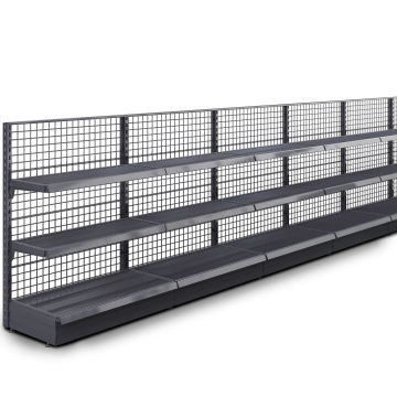 BROOKLYN | Vägghylla med galler | B1200xH135cm | Inkl. 2 hyllor | Komplett set