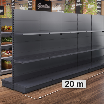 BROOKLYN | Scaffale centrale a gondola | L20000xH225cm | Incl. 2 ripiani | Set completo