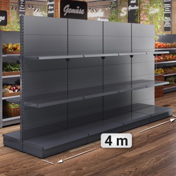 BROOKLYN | Scaffale centrale a gondola | L400xH225cm | Incl. 2 ripiani | Set completo