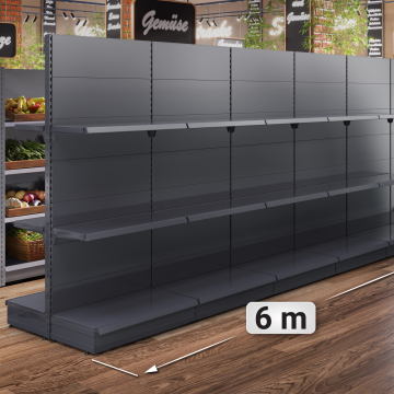 BROOKLYN | Scaffale centrale a gondola | L600xH225cm | Incl. 2 ripiani | Set completo
