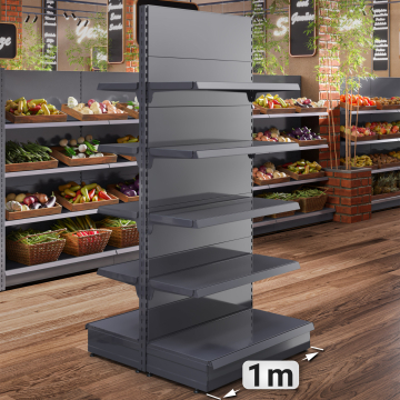 BROOKLYN | Gondole étagère centrale | L100xH225cm | 4 étagères incluses | Kit complet