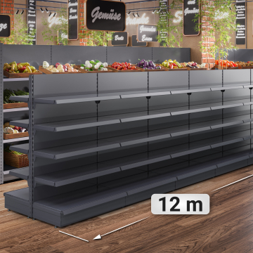 BROOKLYN | Scaffale centrale a gondola | L1200xH165cm | Incl. 4 ripiani | Set completo