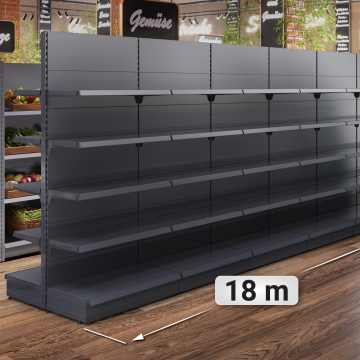 BROOKLYN | Gondole étagère centrale | L1800xH225cm | 4 étagères incluses | Kit complet