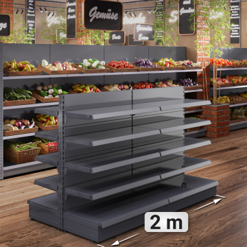BROOKLYN | Gondel Mittelraumregal | B200xH135cm | Inkl. 8 Regalböden / M | Komplett Set