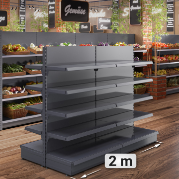 BROOKLYN | Gondel Mittelraumregal | B200xH165cm | Inkl. 8 Regalböden / M | Komplett Set