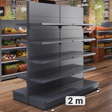 BROOKLYN | Gondole étagère centrale | L200xH225cm | 4 étagères incluses | Kit complet