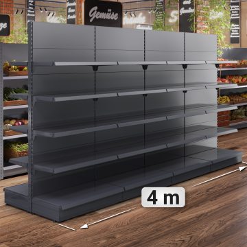 BROOKLYN | Gondole étagère centrale | L400xH225cm | 4 étagères incluses | Kit complet