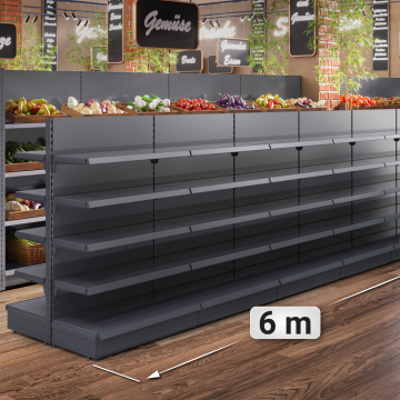 BROOKLYN | Gondel Mittelraumregal | B600xH165cm | Inkl. 8 Regalböden / M | Komplett Set