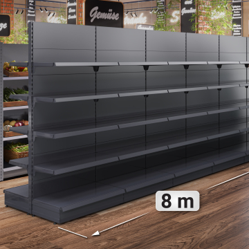 BROOKLYN | Gondole étagère centrale | L800xH225cm | 4 étagères incluses | Kit complet