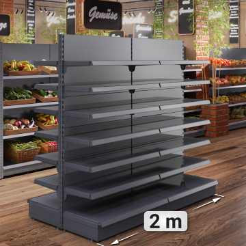 BROOKLYN | Gondel Mittelraumregal | B200xH195cm | Inkl. 12 Regalböden / M | Komplett Set