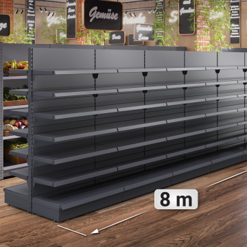 BROOKLYN | Gondel Mittelraumregal | B800xH195cm | Inkl. 12 Regalböden / M | Komplett Set