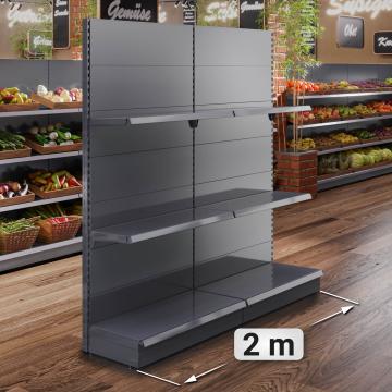 BROOKLYN | Gondola Wall Shelf | W200xH225cm | Incl. 2 Shelves | Complete Set