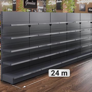 BROOKLYN | Gondola Wall Shelf | W2400xH195cm | Incl. 4 Shelves | Complete Set