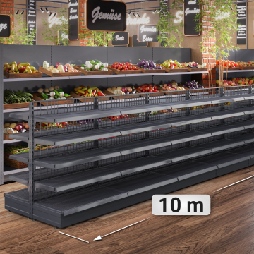 BROOKLYN | Centraal legbord van gaas | B1000xH135cm | Inclusief 4 legplanken | Complete set