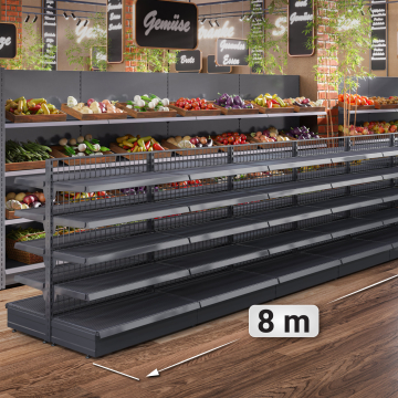 BROOKLYN | Centraal legbord van gaas | B800xH135cm | Inclusief 4 legplanken | Complete set