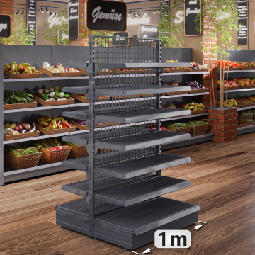 BROOKLYN | Centraal legbord van gaas | B100xH195cm | Inclusief 6 legplanken | Complete set