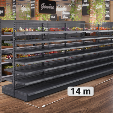 BROOKLYN | Centraal legbord van gaas | B1400xH195cm | Inclusief 6 legplanken | Complete set